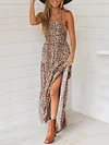 Bohemia Leopard Print Backless Bandage Maxi Dress