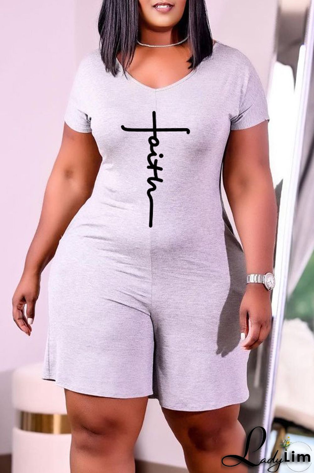 Blue Fashion Casual Print Basic V Neck Regular Jumpsuits