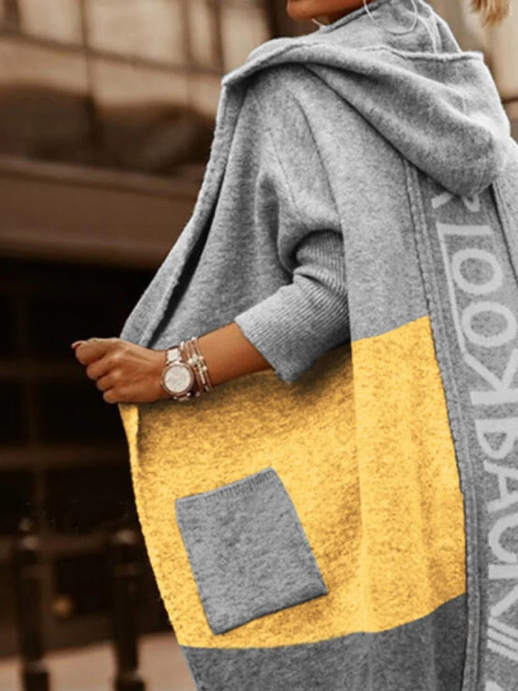 Women Autumn Casual Loose Cardigan Hooded Sweater Ins Leopard Partchwork Pocket Coat Knitted Cardigan Female 2022 Sweaters XXL