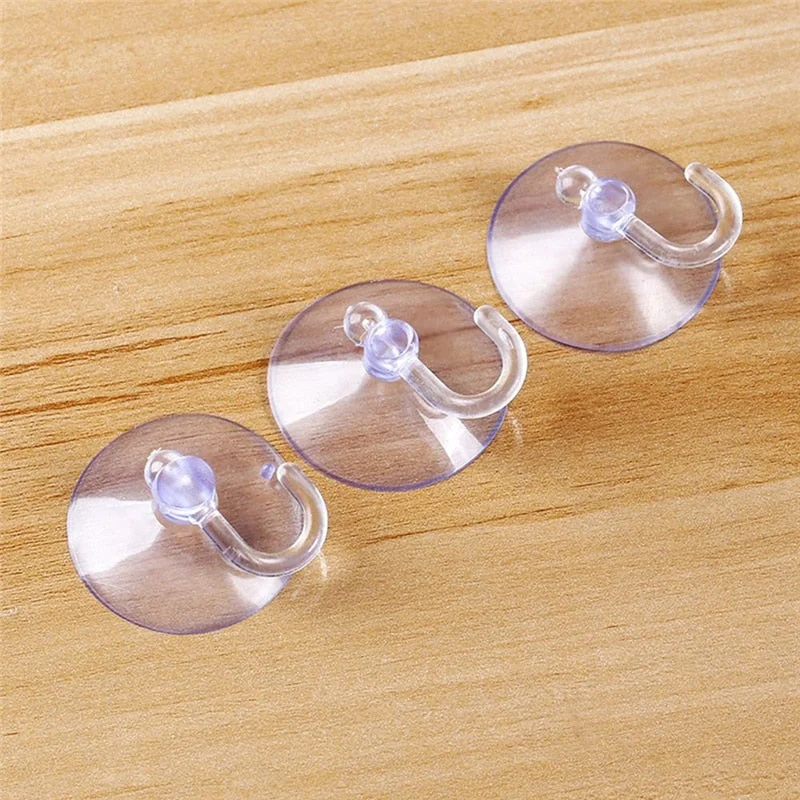 3CM Wall Glass Hooks Hangers Suction Cups Sucker Robe Hook Transparent Home Hotel Bathroom Kitchen Supplies Storage Tools