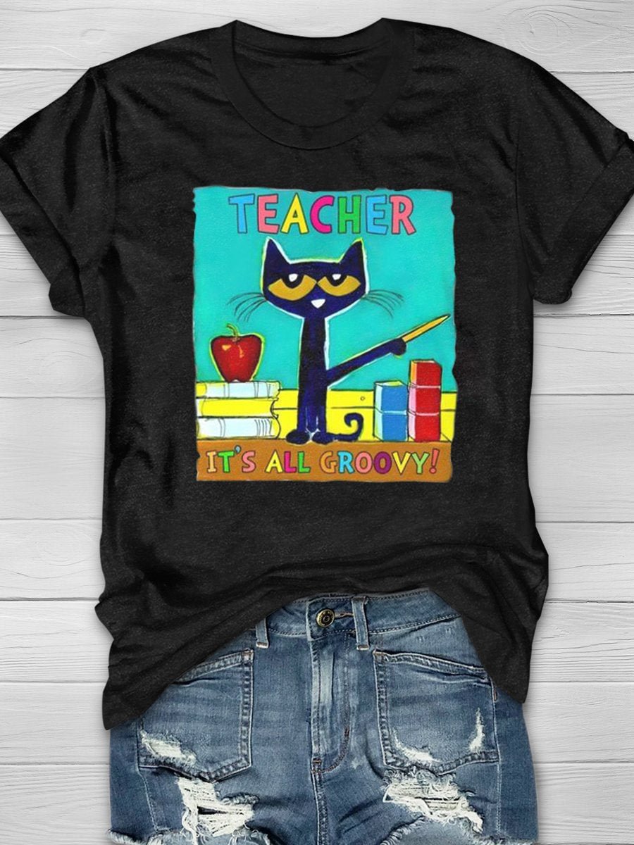 It's All Groovy Teacher Print T-shirt