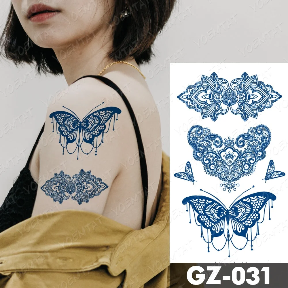 Juice Lasting Waterproof Temporary Tattoo Stickers Lotus Totem Flower Mandala Flash Tattoos Ink Fatima Hand Body Art Fake Tatto