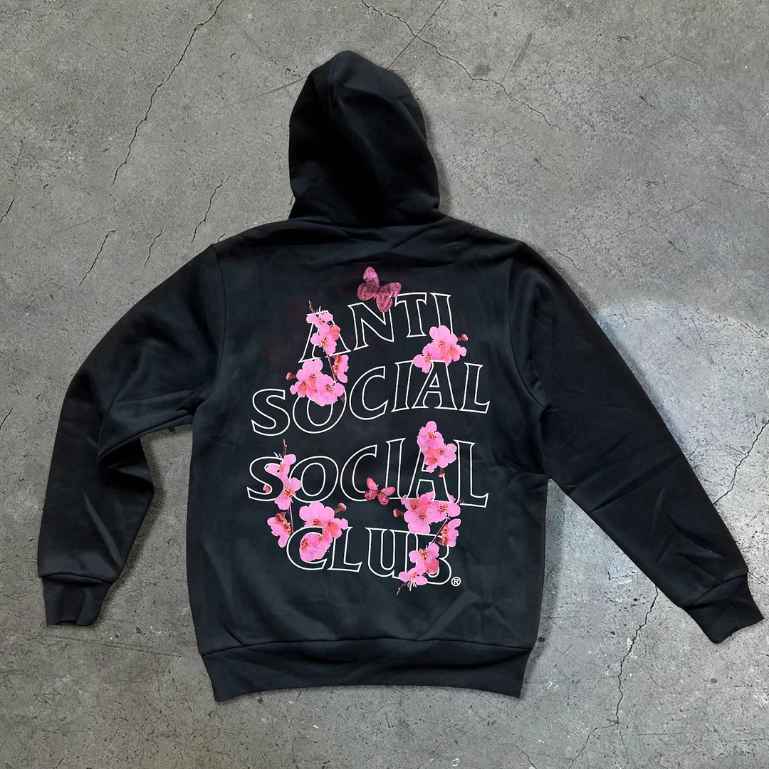 Trendy brand cherry blossom pattern casual hoodie