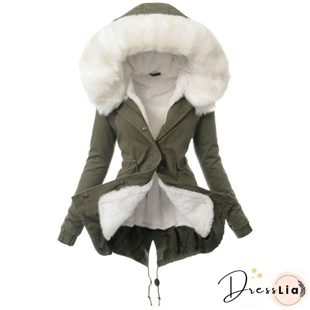 Women's Faux Fur Hooded Coat Winter Warm Thicken Parka Jacket Outwear