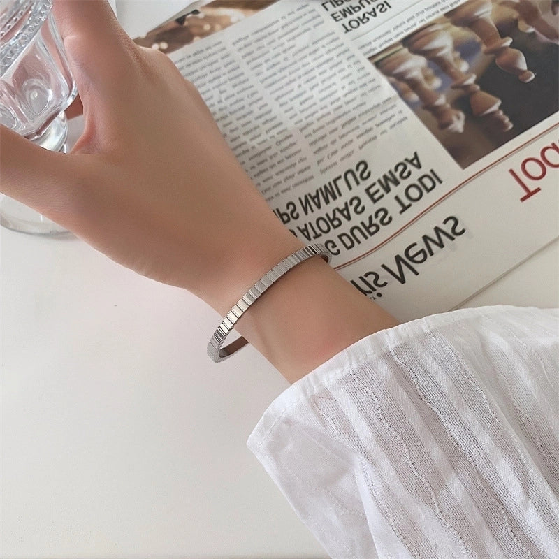 Basic Retro Solid Color Titanium Steel Bangle
