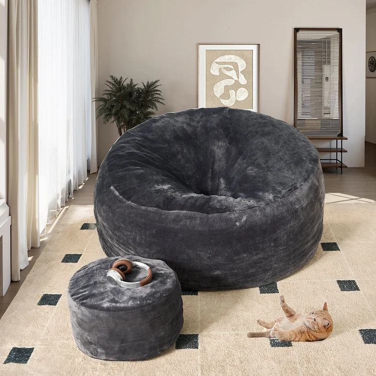 Shopicco Bean Bag Chair Removable Cover, High-Rebound Filling Cozy Furniture for Living Room, Bedroom