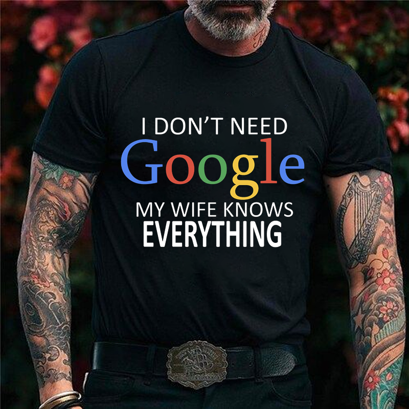 I Don't Need Google, My Wife Knows Everything! | Funny Husband Dad Groom Classic T-Shirt ctolen