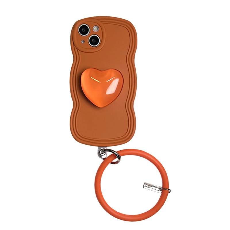 2022 New Cute Glitter Jelly Heart Pop-socket Wave Shaped Soft Case with Ring Loop for iPhone