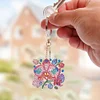 (US Only)6Pcs DIY Flower Special Shape 5D Diamond Art Keychain for Birthday Gift