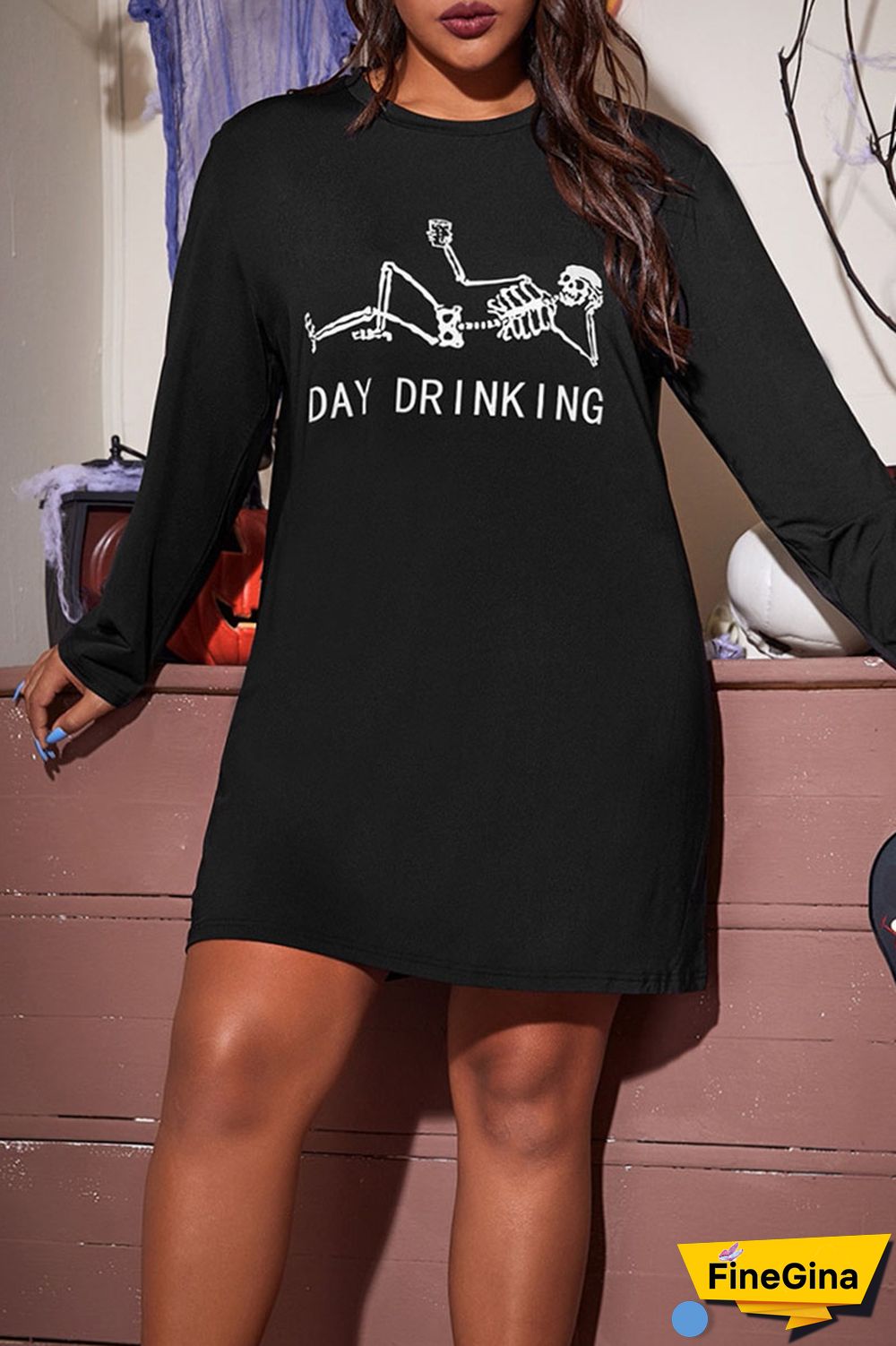 White Black Casual Street Print Patchwork O Neck Straight Dresses