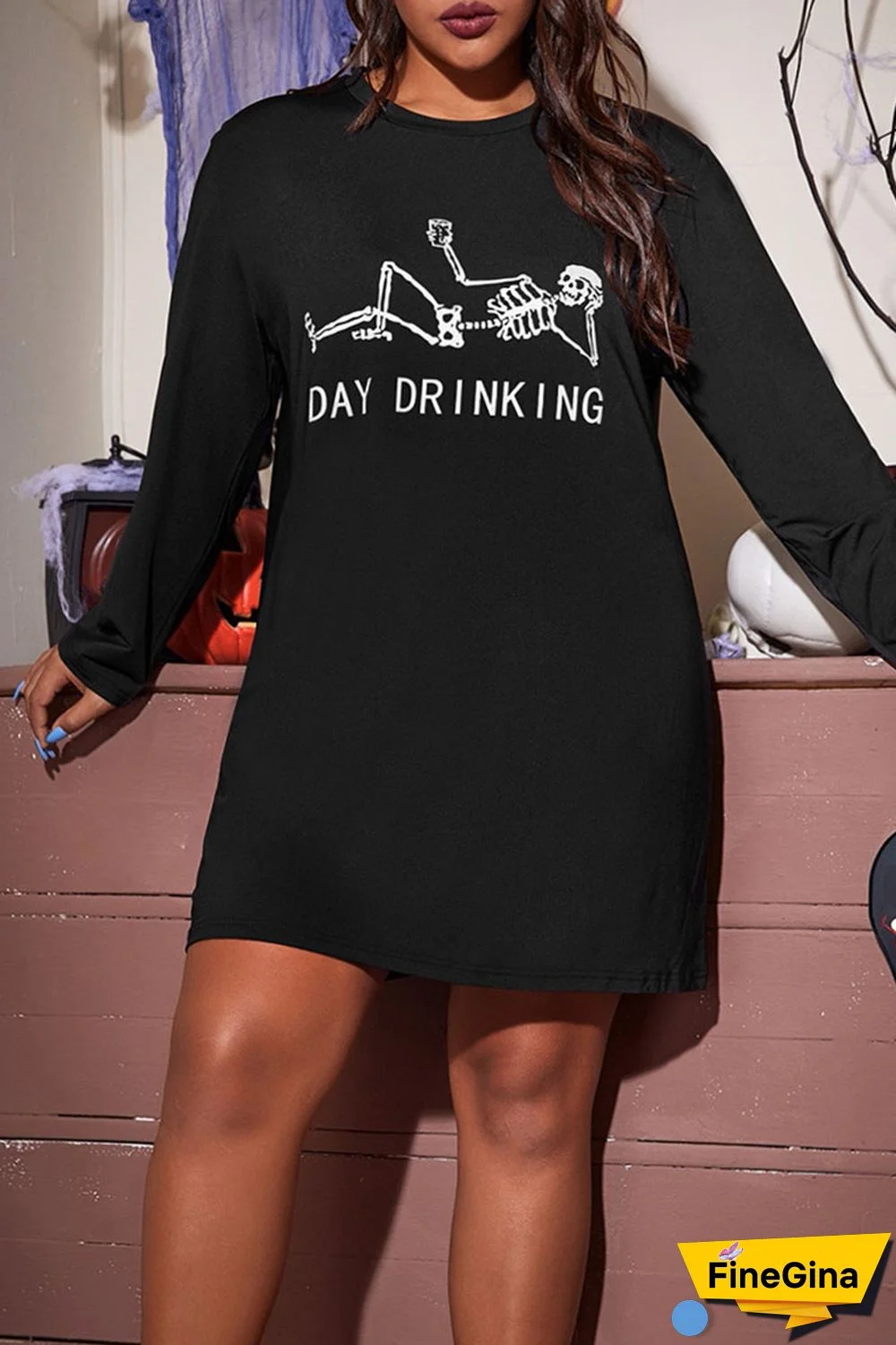 White Black Casual Street Print Patchwork O Neck Straight Dresses