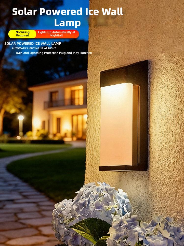 Solar Powered Ice Wall Lamp &ndash; Automatic Night Lighting for Outdoor Walls