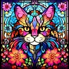 Diamond Painting -DIY Round Drill Stained Glass Cat