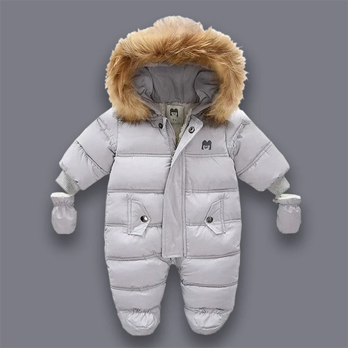 Padded Baby Snowsuit For Babies With Fleece Fur Lining