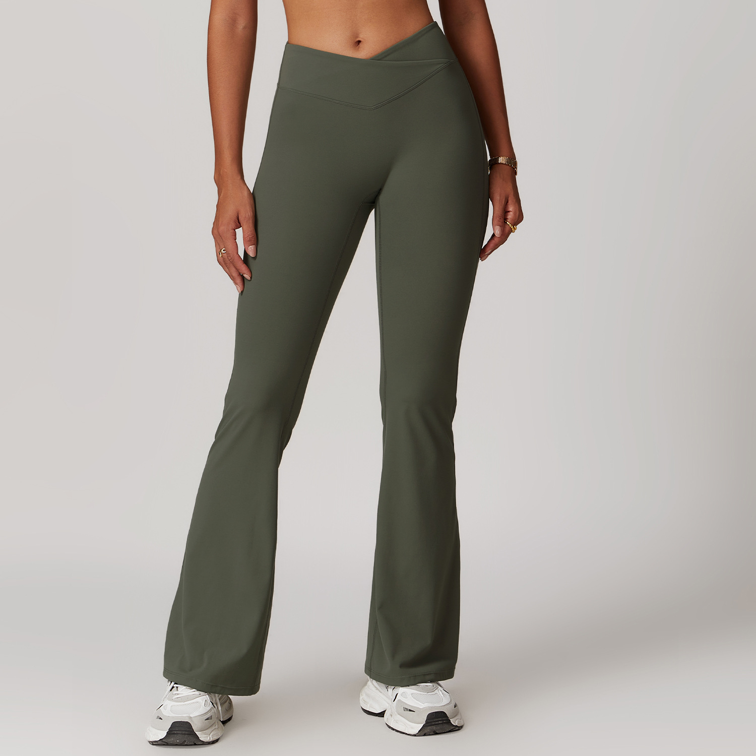 Akayes Women Yoga Flare Leggings High Waist Fitness Gym Buttock Lifting Workout Wide-Leg Pants Outdoor Train Sport Tights Dance Pilates
