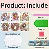 6PCS Diamond Painting Girl Greeting Cards Postcards with Envelopes