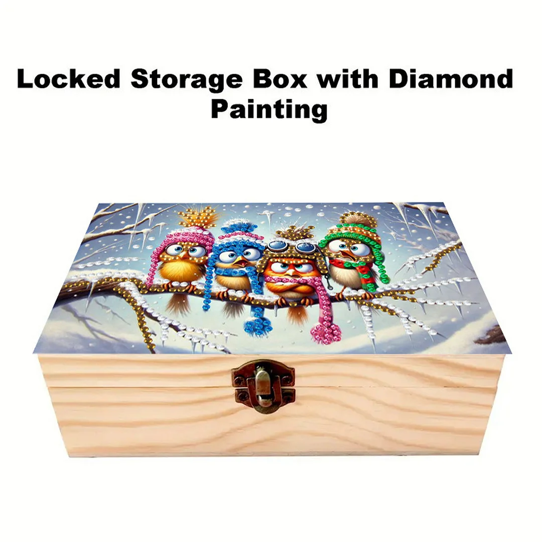 Bird DIY Wooden 5D Diamond Art Diamond Art Storage Box for Adults Gifts Desktop