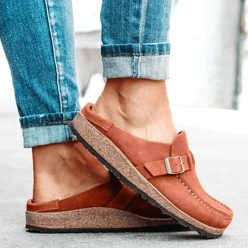 Smiledeer Suede Leather Clogs Slip-On Sandals