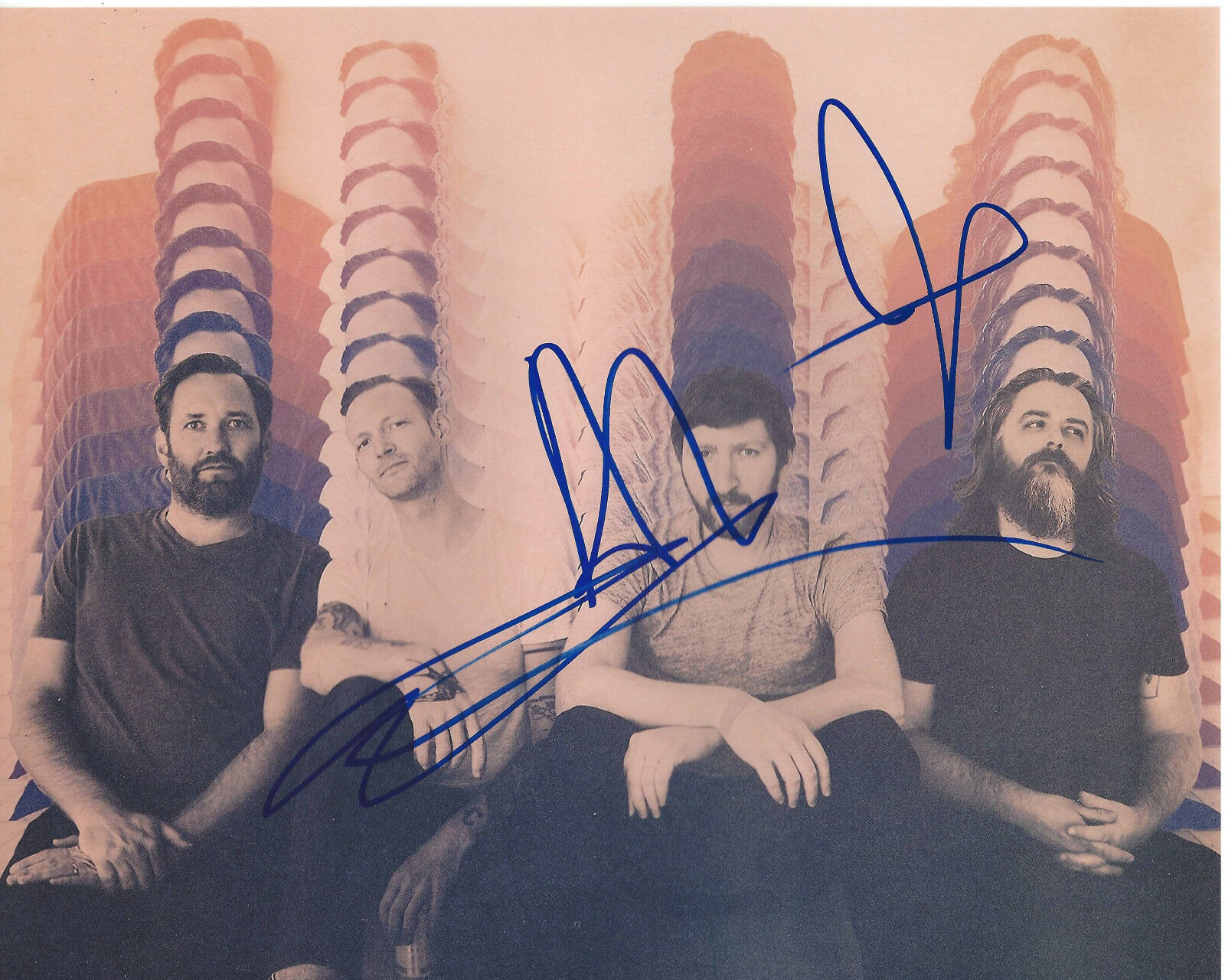 MINUS THE BEAR BAND SIGNED AUTHENTIC 8X10 Photo Poster painting C w/COA INDIE ROCK