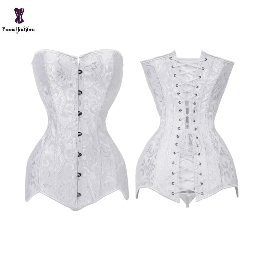 White Bridal Corselet Long Torso Waist Training Corset Lingrie Bones Overbust Hourglass Body Shaper Corset Size XS-6XL 942#