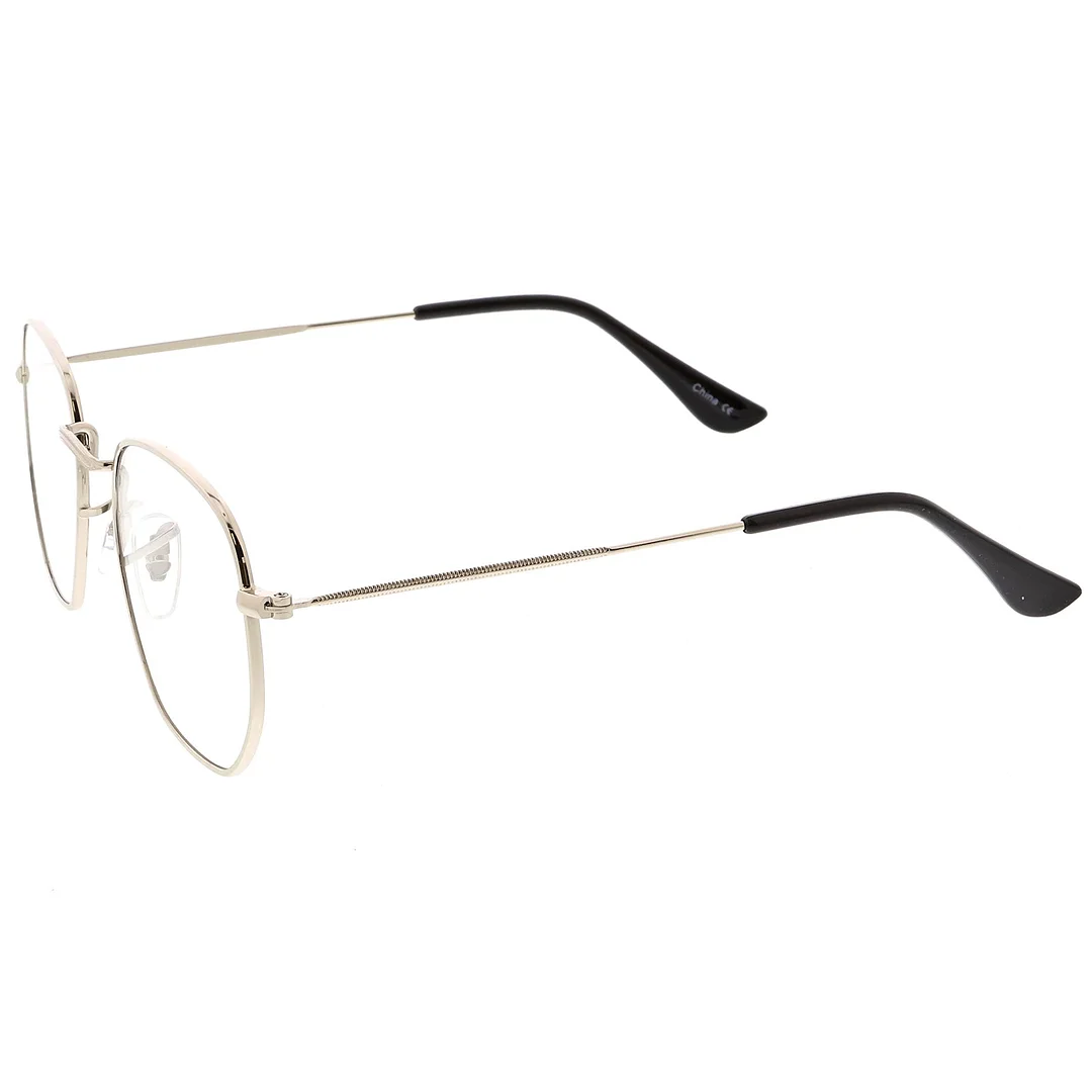 Modern Geometric Hexagonal glasses Metal Slim Arms Colored Tinted Flat Lens 51mm