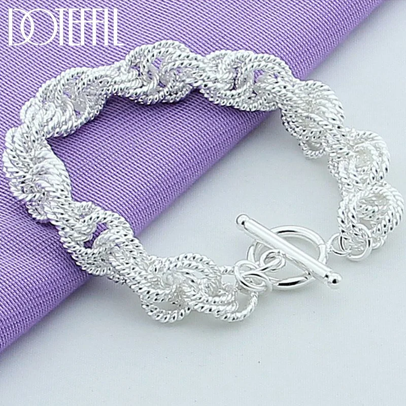 DOTEFFIL Brand Design 925 Sterling Silver Charm Bracelet Exquisite Jewelry Silver For Women 