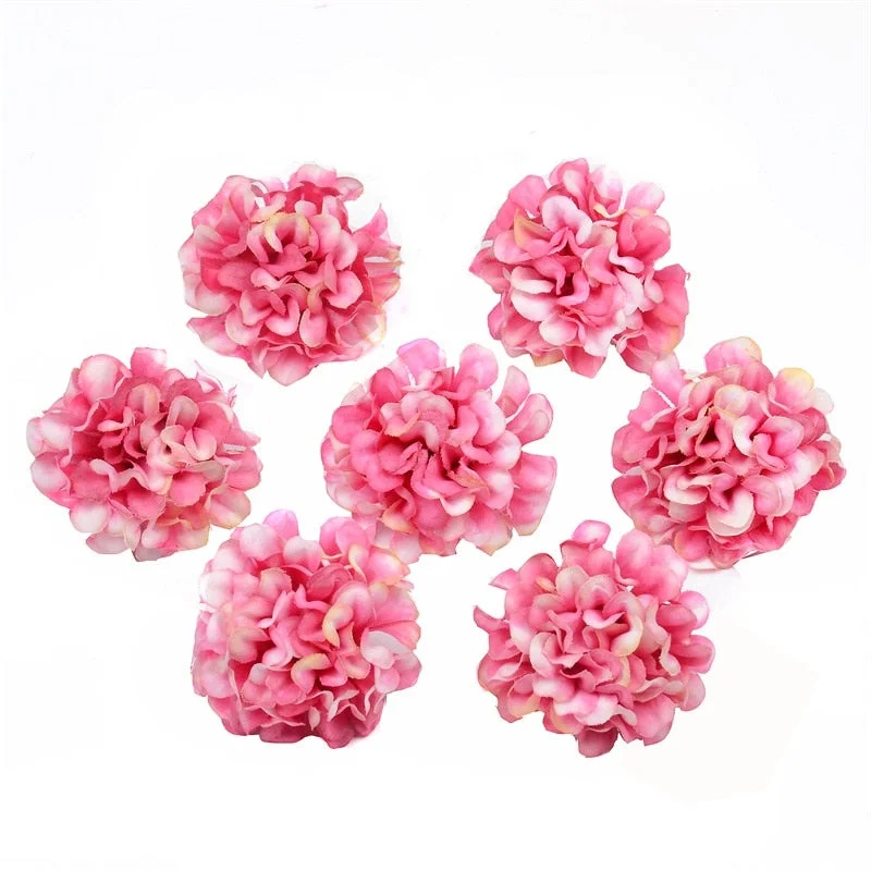 50pcs/lot Mini Artificial Flower Silk Hydrangea Head For Wedding Decoration DIY Wreath Scrapbooking Craft Cheap Fake Flowers