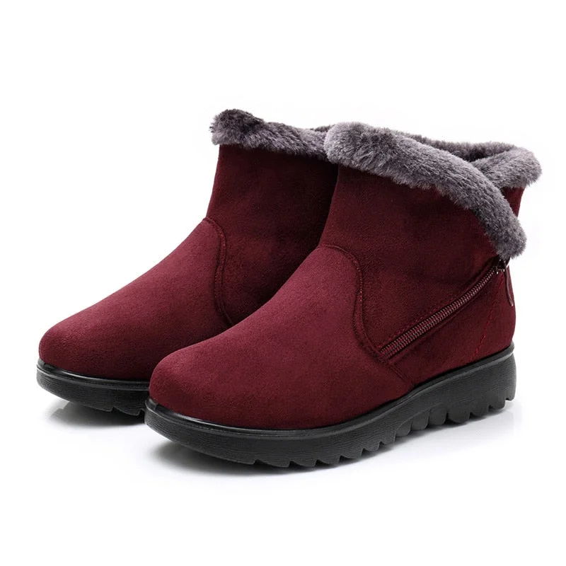 Womens Winter Ankle Boots Snow Boots Short Fur Plush Winter Boots For Women Shoes Ladies Suede Zip Shoes Female Plus Size 43
