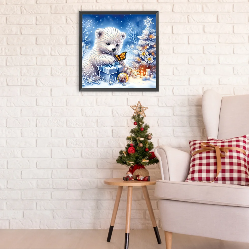 Diamond Painting - Partial Special Shaped Drill - Snow Bear(Canvas|30*30cm)