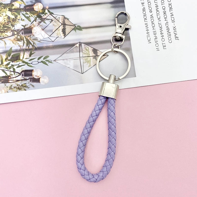 Minimalist Classic Style Solid Color Pu Leather Unisex Bag Pendant Keychain