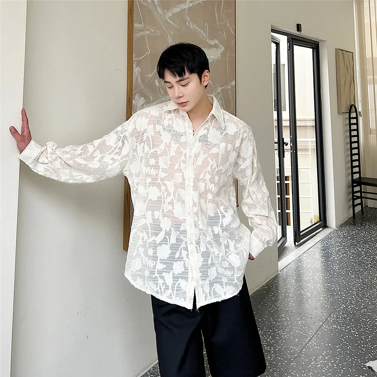 Dawfashion Techwear Streetwear-Trendy Three-Dimensional Pattern Abstinence Style Off Shoulder Long Sleeved Shirt-Streetfashion-Darkwear-Techwear
