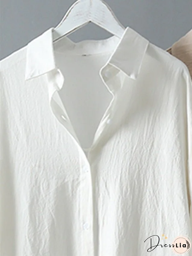 Plus Size Shirt Dress Casual Dress Shift Dress Solid Color Long Dress Maxi Dress Long Sleeve Button Shirt Collar Basic Outdoor Black White Spring Summer L XL XXL 3XL 4XL for Women