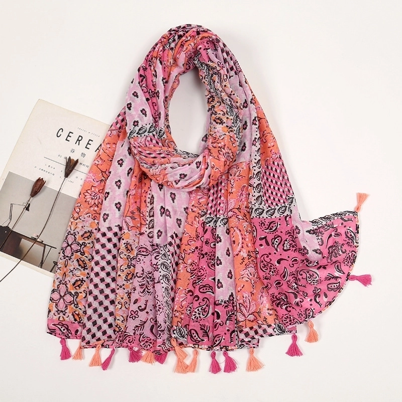 Women’S Bohemian Geometric Cotton And Linen Scarf
