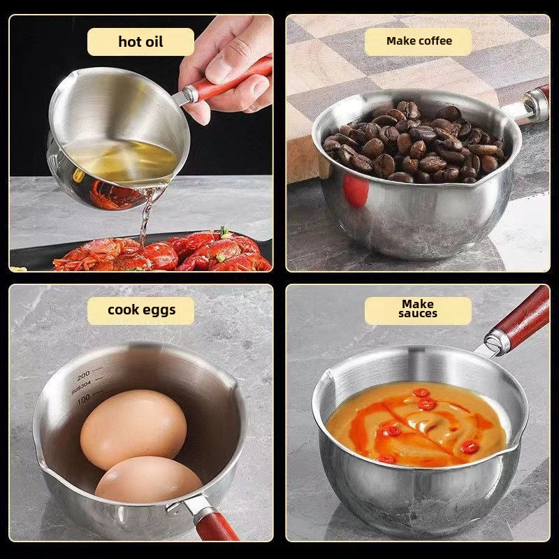 Multi-functional Hot Oil Small Pot Stainless Steel Mini Cooking Oil Pouring Pot Special Small Spoon For Oil Spraying Artifact Oil Pouring Pot