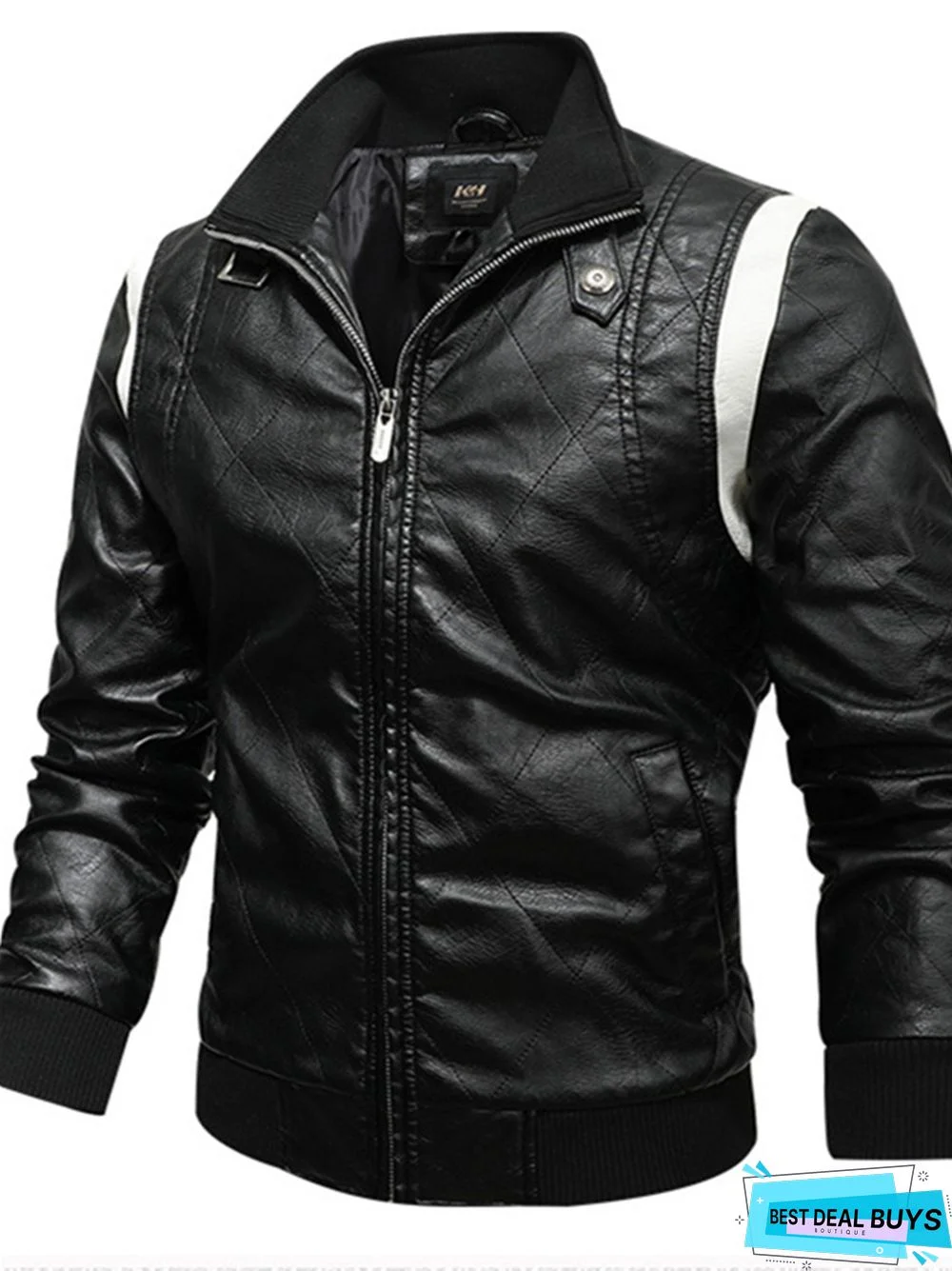 Men's Pu Leather Casual Stand Collar Coat
