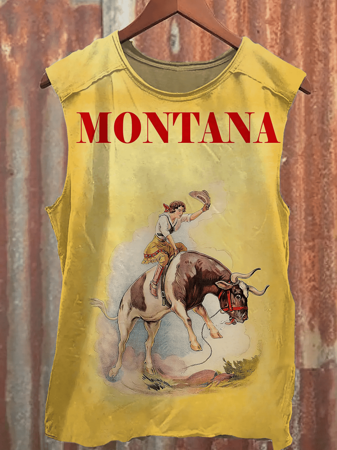 Unisex Westward Retro Cowboy Print Casual Tank Top 
