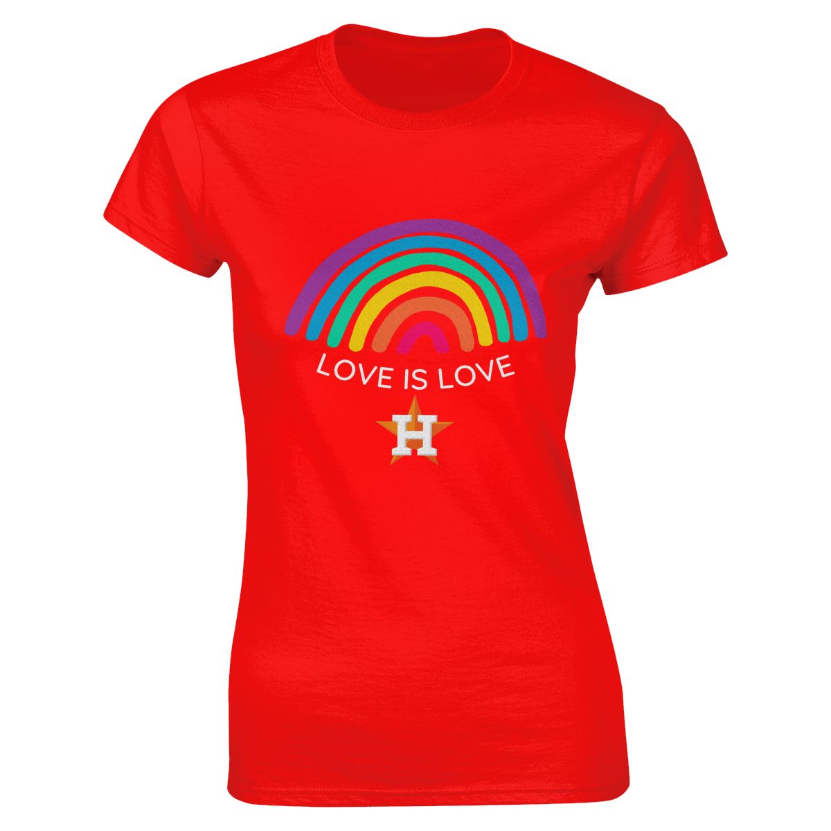 Houston Astros Love is Love Pride Rainbow Women's Crewneck T-Shirt