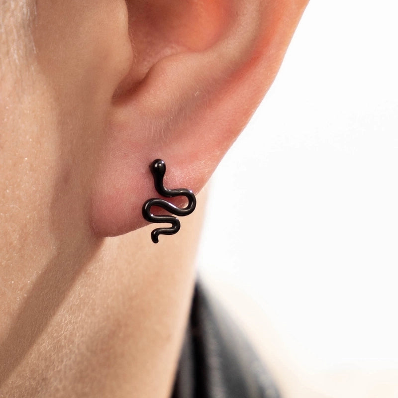 1 Piece Hip-Hop Rock Cool Style Snake 316 Stainless Steel Ear Studs