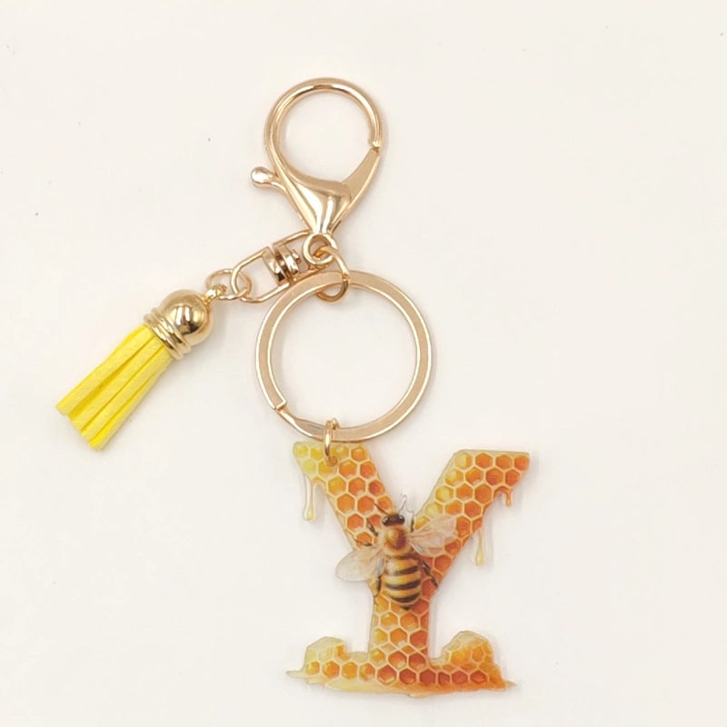 Classic Style Commute Letter Bee Arylic Unisex Bag Pendant Keychain