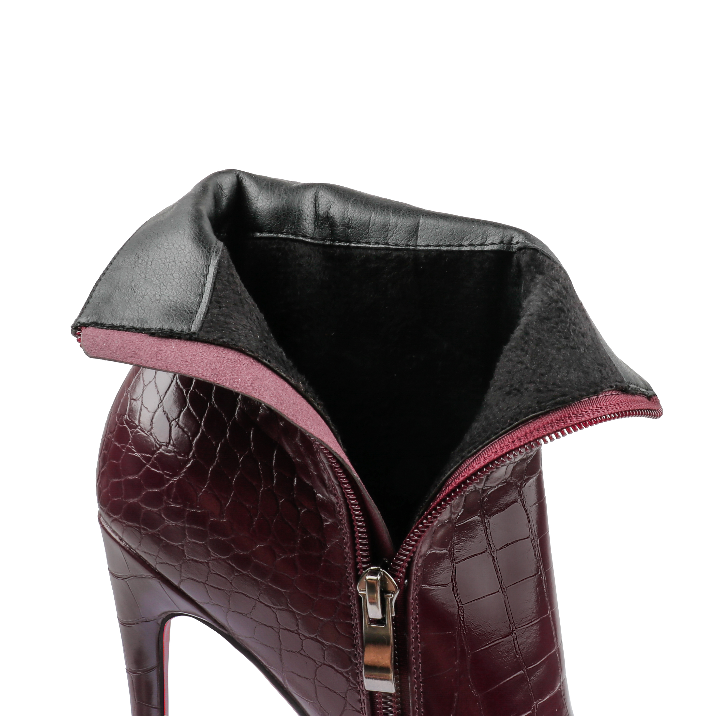 120mm Women's Ankle Boots Closed Pointed Toe Red Bottom Shoes Fashionable Stilettos Autumn Dress Booties-MERUMOTE