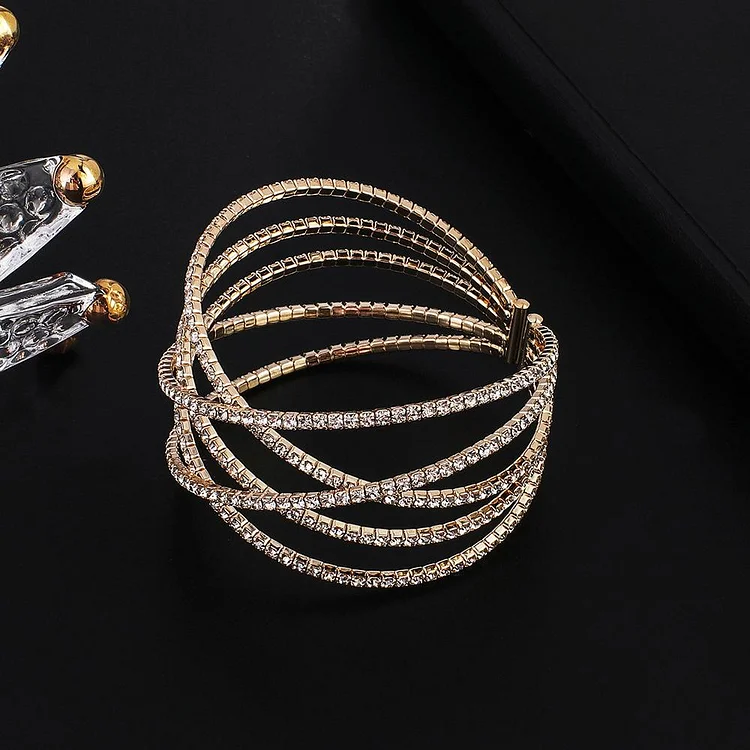 Cross Design Full Rhinestone Opening Party Bracelet