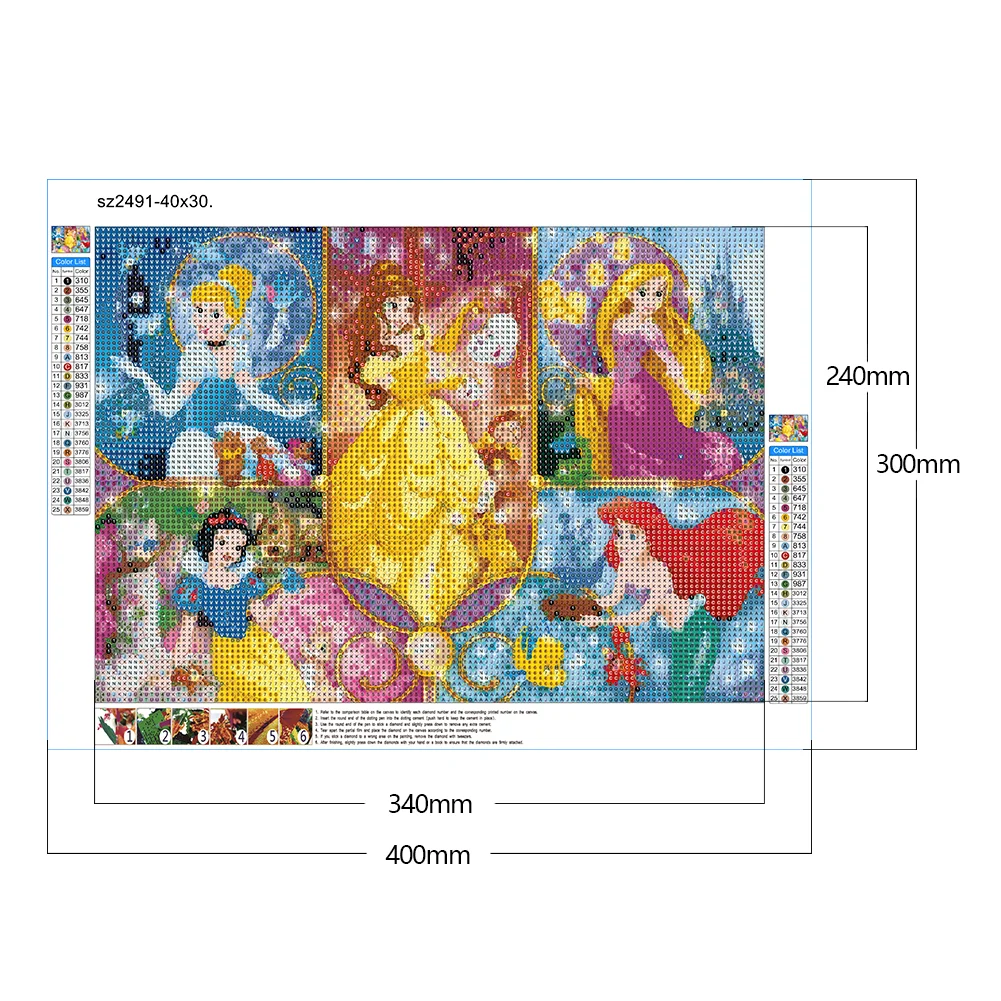 Diamond Painting - Full Round Drill - Disney Princess(40*30cm)