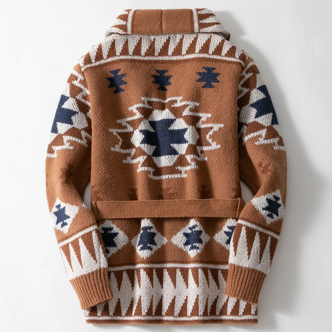 Uveng Uveng Men's Heavy Industry Plus Flower Sweater Autumn And Winter Thick Cardigan With Knit Coat SY0001