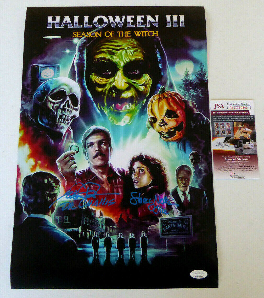 Tom Atkins & Stacey Nelkin Signed 12x18 Photo Poster painting Autographed, Halloween 3, JSA COA