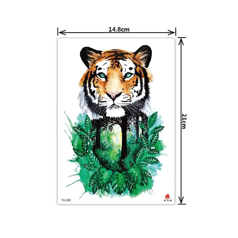 2021 New Plain Flower Arm Tattoo Sticker Flower Waterproof Tattoo Color Animal Tiger Tattoo Sticker
