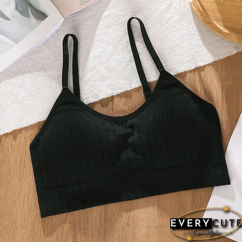 Women's Sleeveless Striped Bra Padded Tank Tops Spaghetti Strap Bralette Crop Top Tube Bras Seamless Tube Top