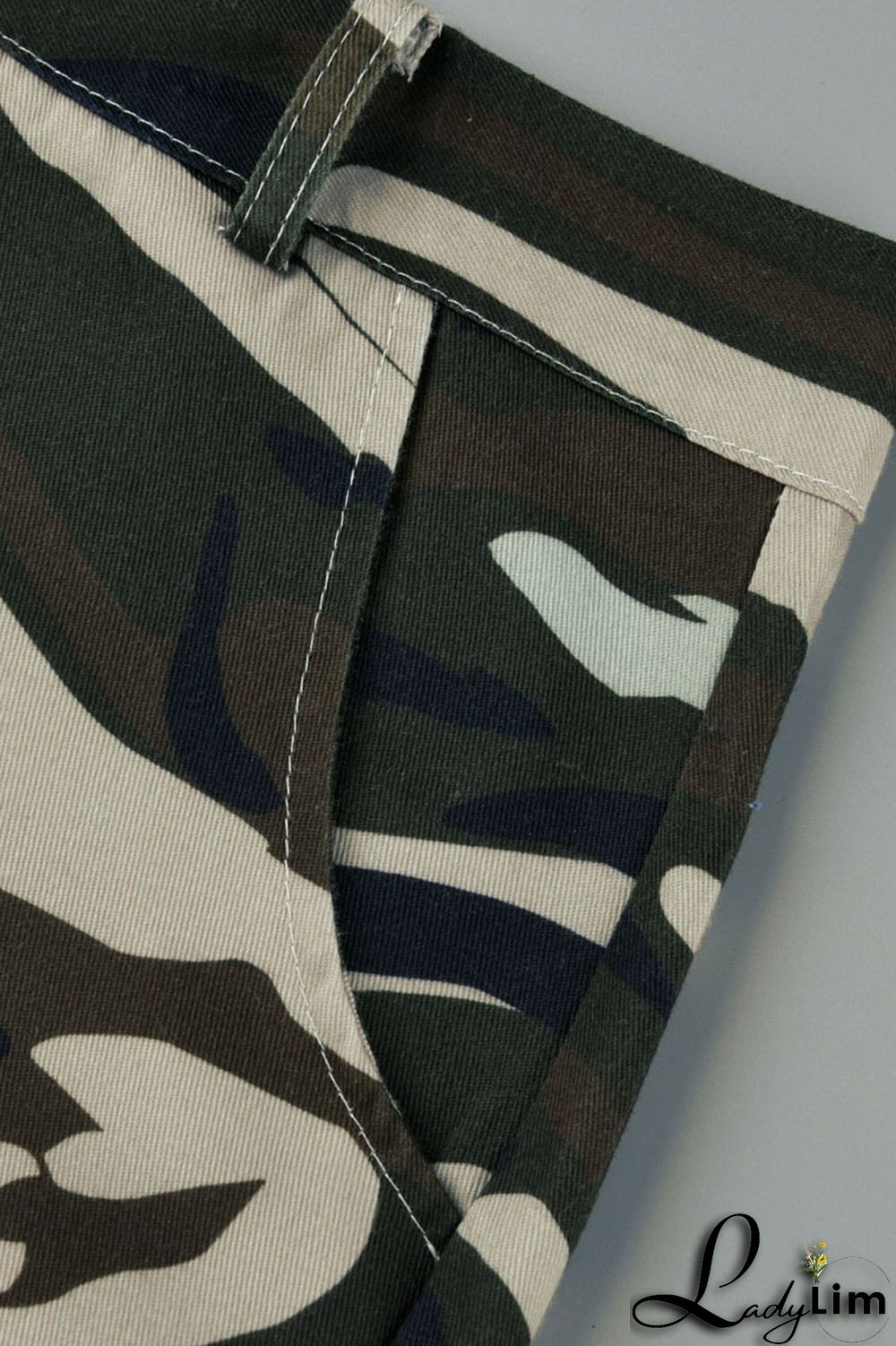 Camouflage Casual Print Split Joint High Waist Straight Full Print Bottoms