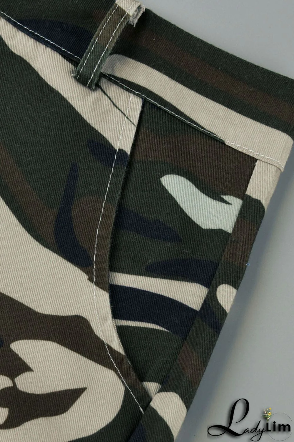 Camouflage Casual Print Split Joint High Waist Straight Full Print Bottoms