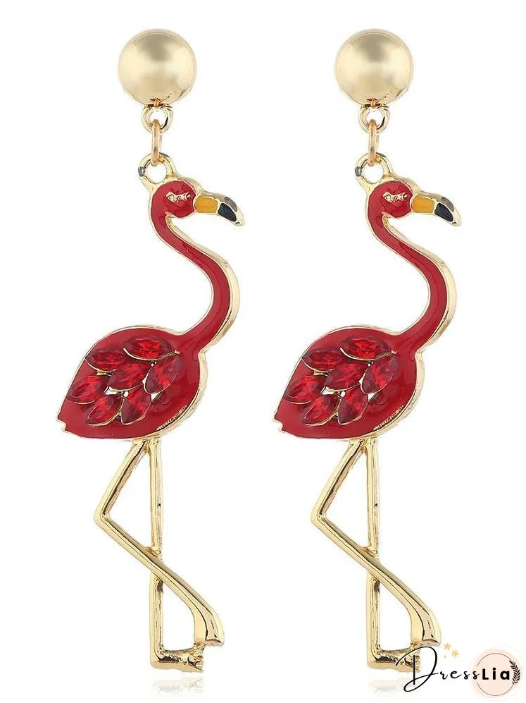 Hot new long tassel flamingo ladies Christmas earrings