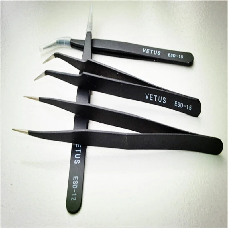 Excellent Quality Tweezers Bend+Straight New Stainless Steel Industrial Anti-static Cross Tweezers Sewing Accessories Tools